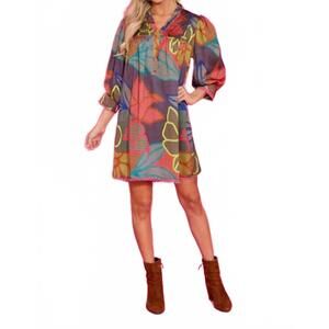 NEW ALDEN ADAIR women's lori dress in geo floral